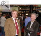 AMITEC Leipzig 2005. Rolf Lapp (li.), Marketing HUNTER und Rolando Vezzani Marketing Manager bei der Nexion Industrial Group kennen sich aus gemeinsamen Zeiten bei CORGHI. Corghi ASE 