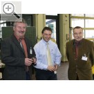 Hausmesse der Scheck-Betz GmbH & der MB technics Peter Scheck, Geschftshrer Scheck-Betz, Olaf Wiesenmller, im Vertrieb bei MAHA und Dieter Hein, Geschftshrer Scheck-Betz (v.l.n.r).  