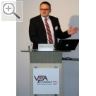 VmA Technika 2015 Stephan Herrler, Geschftsfhrer der VmA, informiert die Vertreter der Presse ber die Veranstaltung und die Neuigkeiten innerhalb der Gesellschaft.  