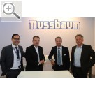 Autopromotec 2017 in Bologna. CARAT zu Besuch bei NUSSBAUM und NUSSBAUM ATT auf der Autopromotec 2017 in Bologna - Stephan Bens und Ralf Kuhnes, CARAT, Knut Lapp NUSSBAUM und Peter Beichter NUSSBAUM ATT (v.l.n.r.).  