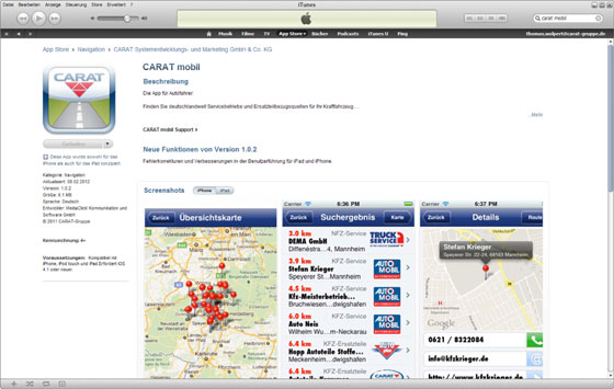 CARAT mobil im APP-Store