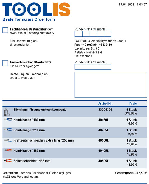 neues Druckformular Merkliste